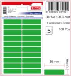  Etichete autoadezive color, 13 x 50 mm, 100 buc/set, Tanex - verde fluorescent (TX-OFC-109-FGR)