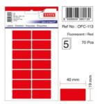  Etichete autoadezive color, 19 x 40 mm, 70 buc/set, Tanex - rosu fluorescent (TX-OFC-113-FRE)