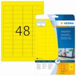  Herma No. 4366 sárga színű 45, 7 x 21, 2 mm méretű, univerzálisan nyomtatható, matt felületű öntapadós etikett címke, visszaszedhető ragasztóval A4-es íven - kiszerelés: 960 címke / 20 ív