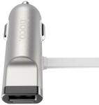 hoco. - UCL01 autós szivargyújtó töltő beépített micro USB (2, 4A) - ezüst