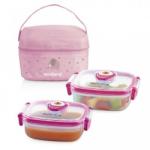 Miniland Baby Set 2 recipiente sticla 200 ml ermetice cu Gentuta Bunny Set pentru masa bebelusi
