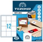 Tezeko 66*70 mm Tezeko A4 íves etikett címke, fehér színű (100 ív/doboz) (TZ-A4-0064) - dunasp
