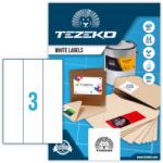Tezeko 70*297 mm Tezeko A4 íves etikett címke, fehér színű (100 ív/doboz) (TZ-A4-0051) - dunasp