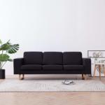vidaXL Canapea cu 3 locuri, negru, material textil (281390) Canapea