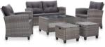 vidaXL Set mobilier grădină cu perne, 6 piese, gri închis, poliratan (46150)
