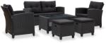 vidaXL Set mobilier de grădină cu perne, 6 piese, negru, poliratan (46151)
