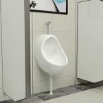 vidaXL Pisoar de perete cu supapă pentru spălare, alb, ceramică (143990)