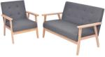 vidaXL Set cu canapea, 2 piese, material textil, gri închis (274923) Canapea