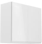 TEMPO KONDELA Felsőszekrény, fehér/fehér extra magasfényű, AURORA G80