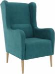 TEMPO KONDELA Kényelmes fotel, türkíz/bükk, BREDLY