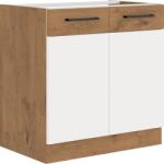 TEMPO KONDELA Alsó szekrény, lancelot tölgy/ fehér extra magas fényű HG, VEGA 80 D 2F BB