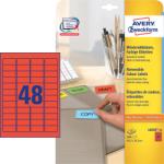 Avery Zweckform 45, 7*21, 2 mm-es Avery Zweckform A4 íves etikett címke, piros színű (20 ív/doboz) (L6038-20) - dunasp