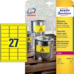 Avery Zweckform 63, 5*29, 6 mm-es Avery Zweckform A4 íves etikett címke, sárga színű (20 ív/doboz) (L6105-20) - dunasp