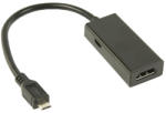 Valueline Cablu adaptor MHL tata - HDMI mama + micro USB B mama 0.2metri negru VALUELINE (VLMB39000B02)