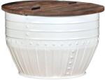 vidaXL Măsuță de cafea în formă de butoi alb lemn masiv reciclat (245254) Masa de cafea