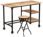 vidaXL Birou cu scaun pliabil, lemn masiv de mango, 115 x 50 x 76 cm (245261) - vidaxl