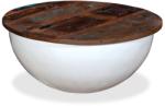 vidaXL Măsuță de cafea, alb, lemn masiv reciclat, formă bol (245258) Masa de cafea