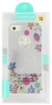  Husa silicon slim argintie glitter (flori multicolore) pentru Apple iPhone 7, 8, SE2 2020, SE3 2022