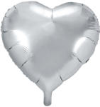 PartyDeco S. r. o Szív alakú ezüst fólia lufi, 24"/61cm