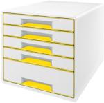 LEITZ Irattároló, műanyag, 5 fiókos, LEITZ Wow Cube , fehér/sárga (E52142016)