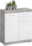 FMD Dulap cu 2 uși și 2 sertare, 80x34, 9x89, 9 cm, gri beton și alb 4020-002E (428705) Garderoba