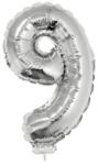 Funny Fashion 9 szám alakú fólia lufi, ezüst, 41, 6 cm