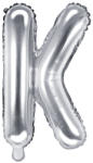 PartyDeco S. r. o Fólia léggömb, "K" betű, ezüst, 35 cm