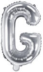PartyDeco S. r. o Fólia léggömb, "G" betű, ezüst, 35 cm