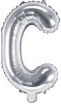 PartyDeco S. r. o Fólia léggömb, "C" betű, ezüst, 35 cm