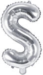 PartyDeco S. r. o Fólia léggömb, "S" betű, ezüst, 35 cm