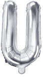 PartyDeco S. r. o Fólia léggömb, "U" betű, ezüst, 35 cm