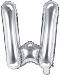 PartyDeco S. r. o Fólia léggömb, "W" betű, ezüst, 35 cm