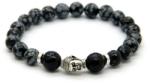 Saját készítésű ékszer Swarovski HÓPEHELY OBSZIDIÁN - EZÜST SZÍNŰ BUDDHÁVAL - 8mm-es gyöngy
