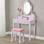 Juskys - Hohenwestedt Rózsaszínű "Mira" fésülködő asztalka tükörrel és székkel