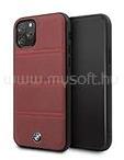 BMW iPhone 11 Pro vízszintesen csíkozott burgundi vörös kemény bőrtok (BMHCN58PELBU) (BMHCN58PELBU)