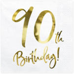 PartyDeco S. r. o Parti szalvéta, arany betükkel, 90. évszámos, 33x33 cm