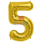 Balloons4party Balon folie cifra 5 auriu 40cm