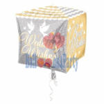 Amscan Balon folie cub nunta Best wedding wishes 38 x 38cm
