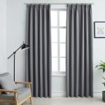 vidaXL Draperii opace cu cârlige, 2 buc. , gri, 140 x 245 cm (134432)