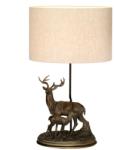 Elstead Lighting Veioză statueta cerb cu pui Amelia, bronz patinat, textil natur, H: 65 cm, 1 bec E27, DL-AMELIA-TL (DL-AMELIA-TL)