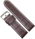  Curea de Ceas Robusta deBeer Paris - Maro Imprimeu Crocodil - Cusătură Albă - 24 mm - Piele Naturală (WZ4003)