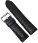  Curea de Ceas Chermond - Piele Neagră Bizonată - 24/22 mm - Grosime 4 mm - Cataramă Argintie (WZ4005)