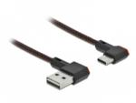 Delock Cablu EASY-USB 2.0 la USB-C unghi stanga/dreapta 0.2m textil, Delock 85279 (85279)