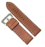  Curea de ceas Robusta din Piele Naturala - Culoare Maro-deschis, cusatura alba - 24mm - WZ4021 (WZ4021)