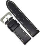  Curea de ceas Robusta din Piele Naturala - Culoare Neagra, cusatura Alba - 24mm - WZ4024 (WZ4024)