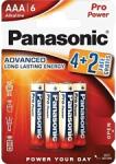 Panasonic Pro Power AAA mikro 1.5V szupertartós alkáli elemcsomag 6db (LR03PPG/6BP 4+2F) (LR03PPG-6BP4-2-PAN)
