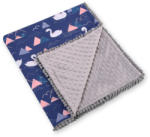 BabyLion pom-pom takaró Minky - Sötétkék hattyúk