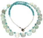  Colier Calcedonie - Apatit Picatura - Disc Fatetat -1, 7-2 x 4 mm - Accesorii Argint 925