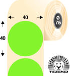 Tezeko 40 mm-es kör, papír címke, fluo zöld színű (5500 címke/tekercs) (P0400004000-026) - dunasp