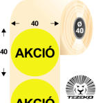 Tezeko 40 mm-es kör, papír címke, fluo sárga színű, Akció felirattal (1000 címke/tekercs) (P0400004000-037) - dunasp